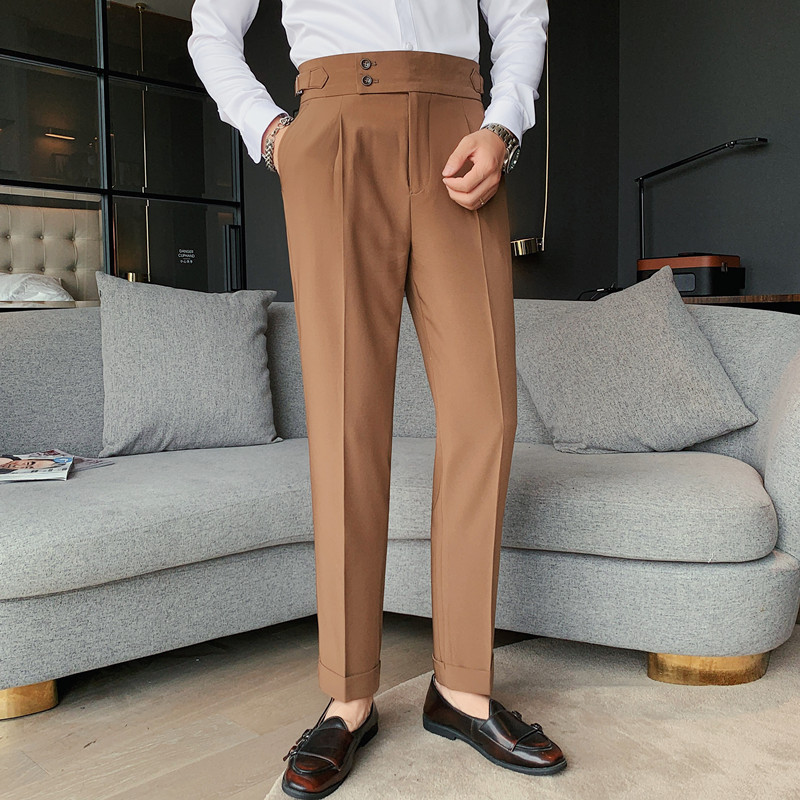 Men’s Smart Casual Slim Fit Cropped Trousers