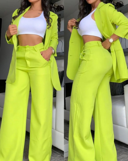Women’s Chic Blazer & Wide-Leg Pants Set