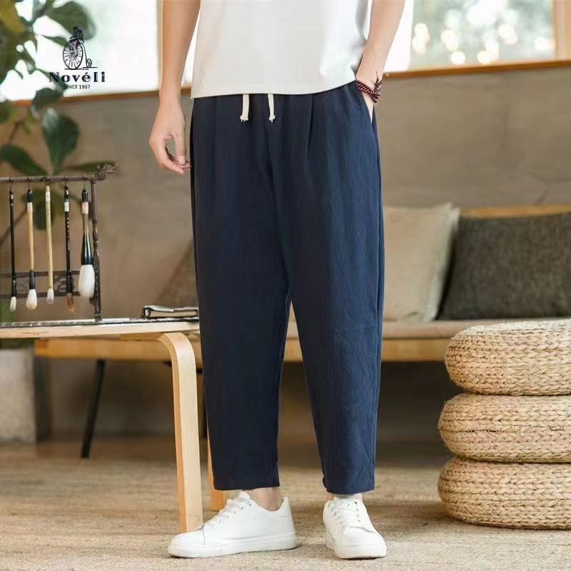 Men’s Casual Linen Cropped Pants