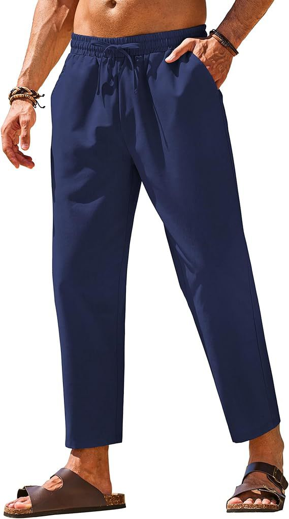 Men’s Lightweight Linen-Feel Drawstring Casual Pants
