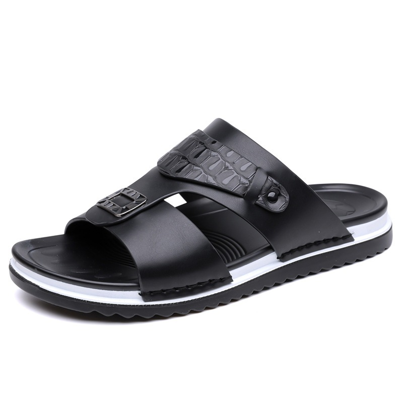 Men’s Summer Leather Slide Sandals for Driving & Casual Wear