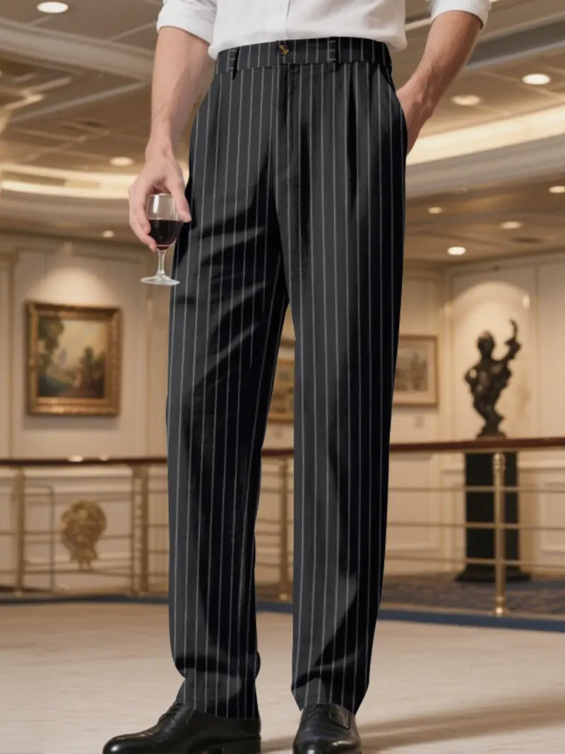 Men's Vintage Striped Loose Straight-Leg Pants