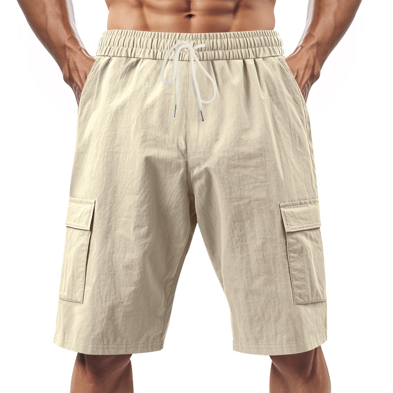 Men's Knee-Length Linen Cargo Shorts