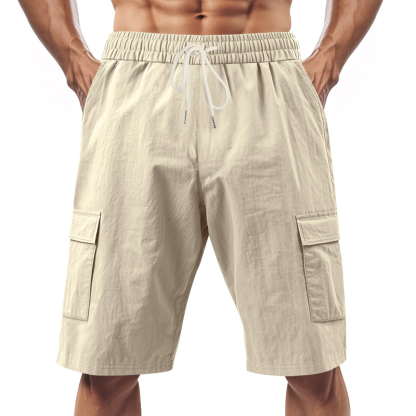 Men's Knee-Length Linen Cargo Shorts