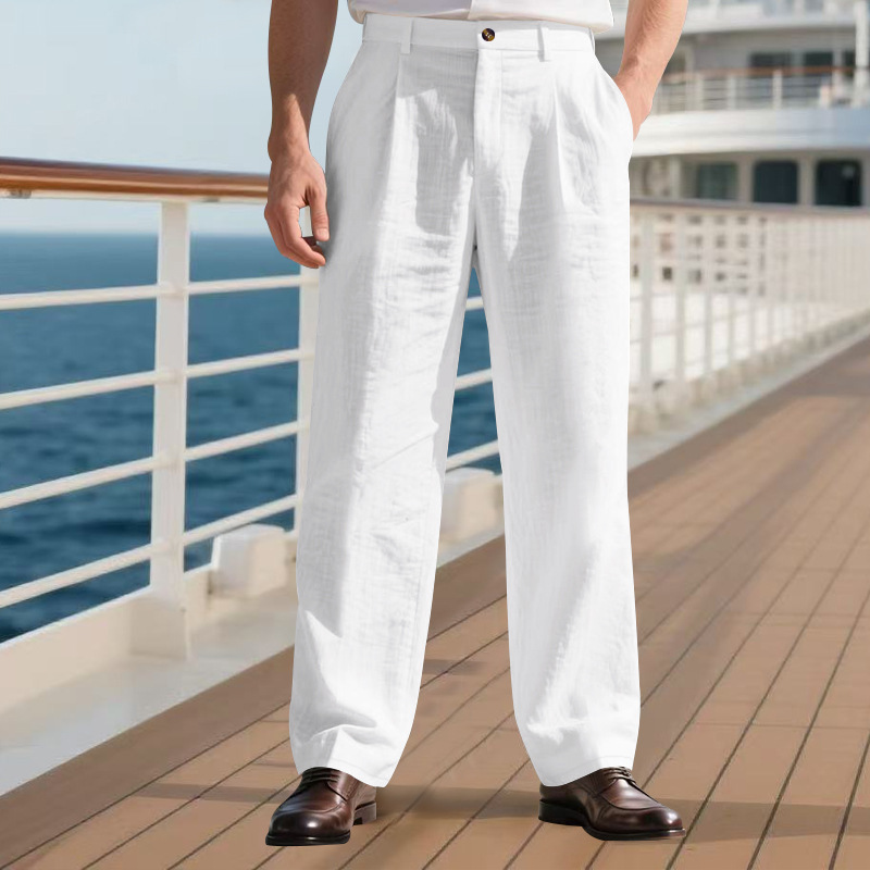 Men's Premium Linen Relaxed Straight-Leg Casual Pants