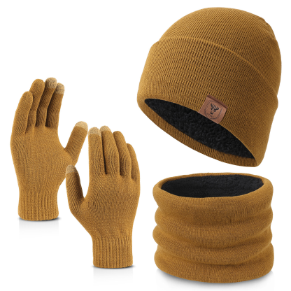 Unisex Winter Fleece Hat, Scarf & Gloves Set – 3-Piece Warm Kit