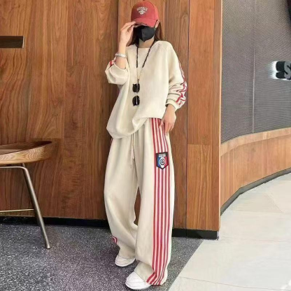 Women’s Casual Sweatshirt & Wide-Leg Pants Set