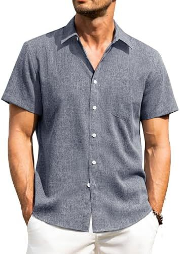 Men’s Vintage Cuban Collar Short Sleeve Shirt