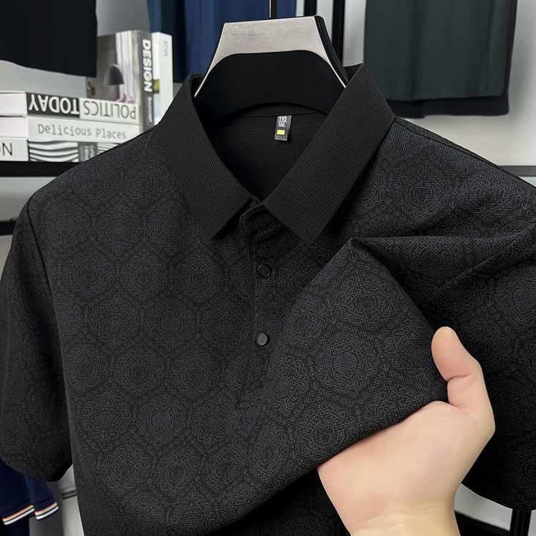 Men’s Casual Stretch Printed Polo Shirt