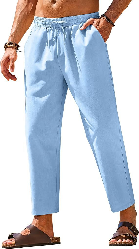 Men’s Lightweight Linen-Feel Drawstring Casual Pants