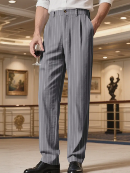 Men's Vintage Striped Loose Straight-Leg Pants