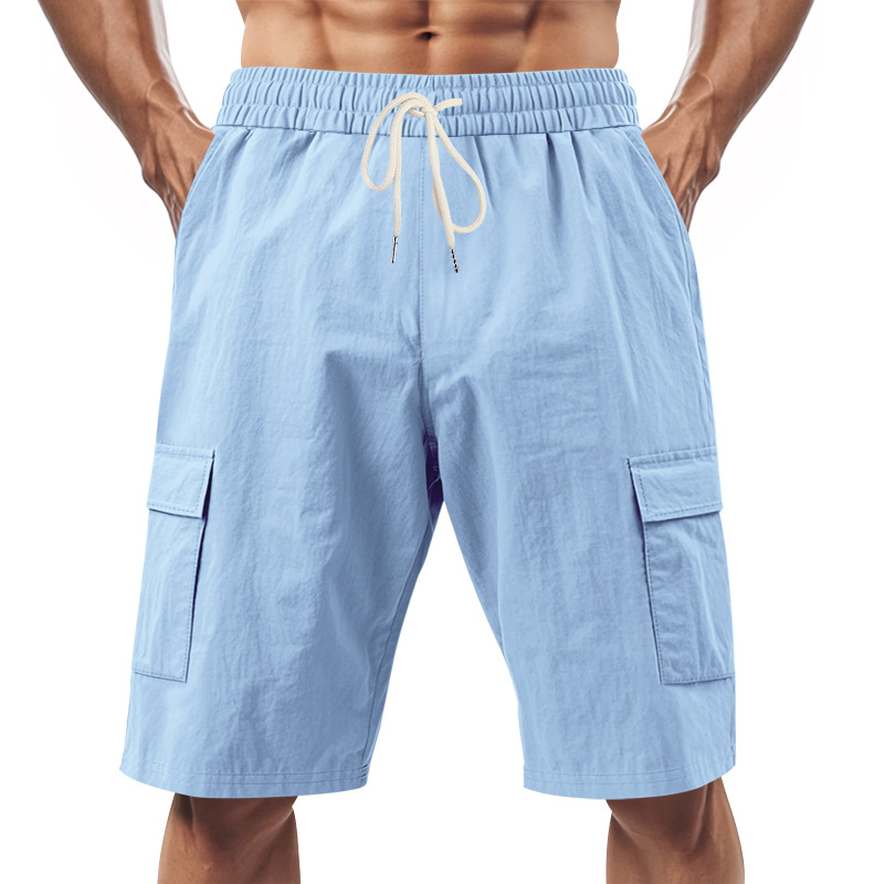 Men's Knee-Length Linen Cargo Shorts
