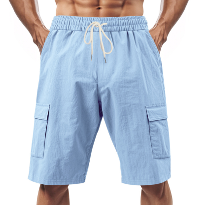 Men's Knee-Length Linen Cargo Shorts