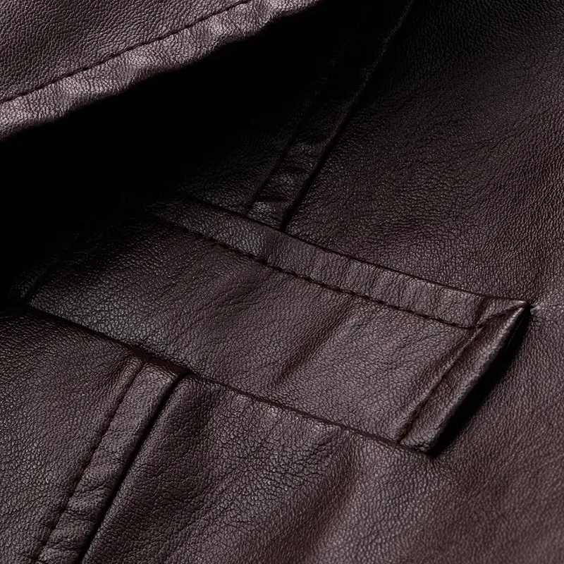 Men's Classic Washed Leather Jacket – Button Collar Casual Outerwear