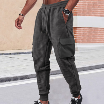Men’s Grid Cargo Sweatpants – with 4 Pockets