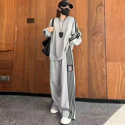 Women’s Casual Sweatshirt & Wide-Leg Pants Set
