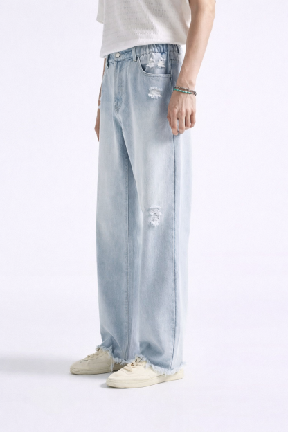 Men’s Vintage Washed Straight-Leg Denim Jeans