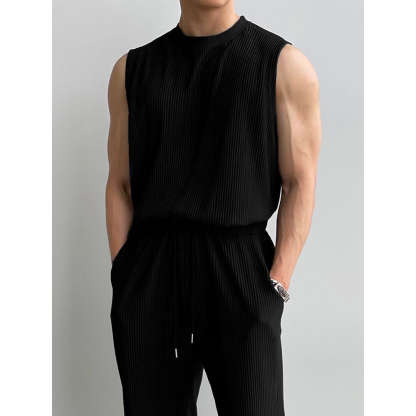 Men’s Summer Sleeveless Tank & Ice Silk 2-Piece Set