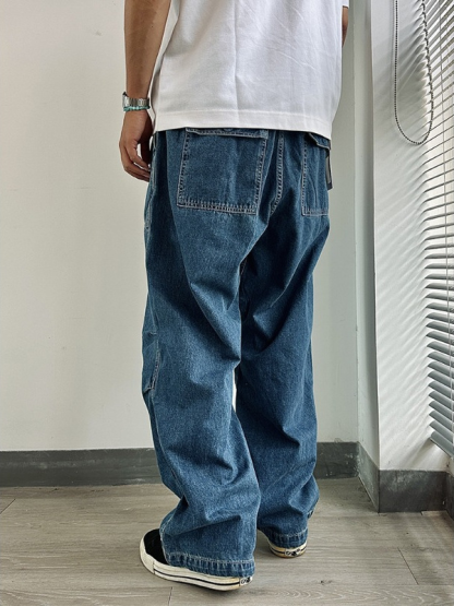 Men's Vintage Elastic Waist Loose Straight-Leg Jeans