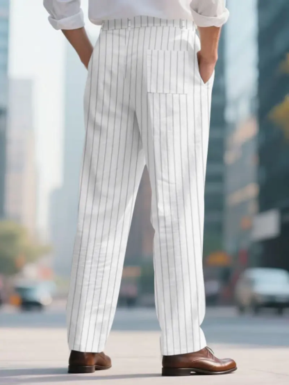 Men's Vintage Striped Loose Straight-Leg Pants
