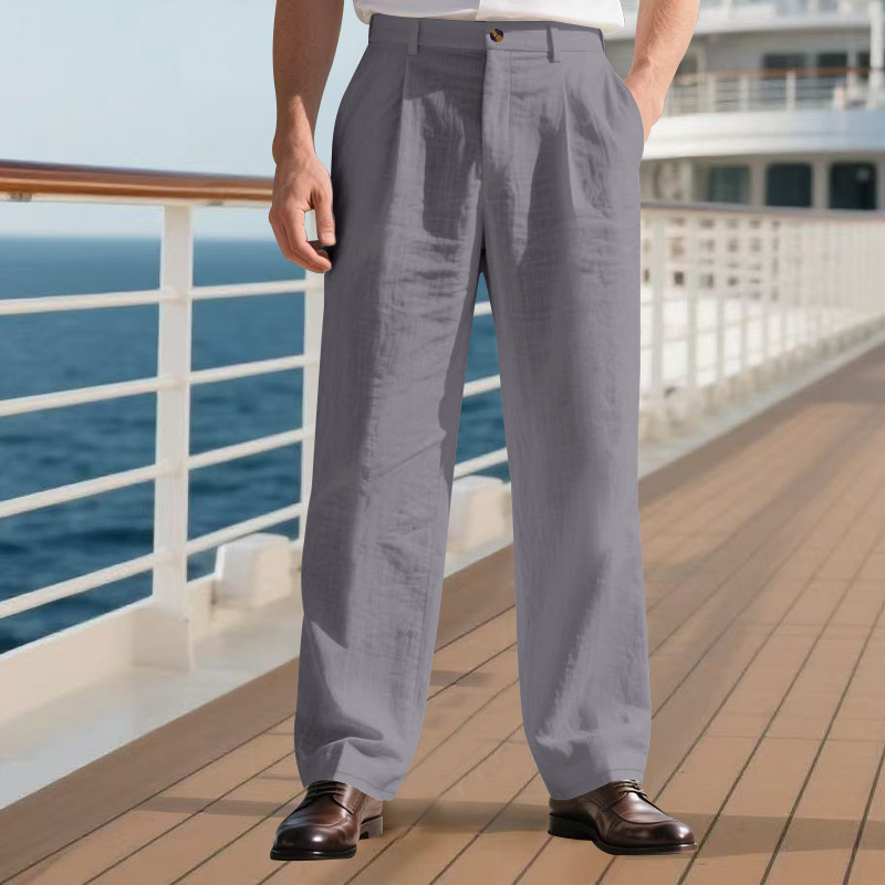 Men's Premium Linen Relaxed Straight-Leg Casual Pants