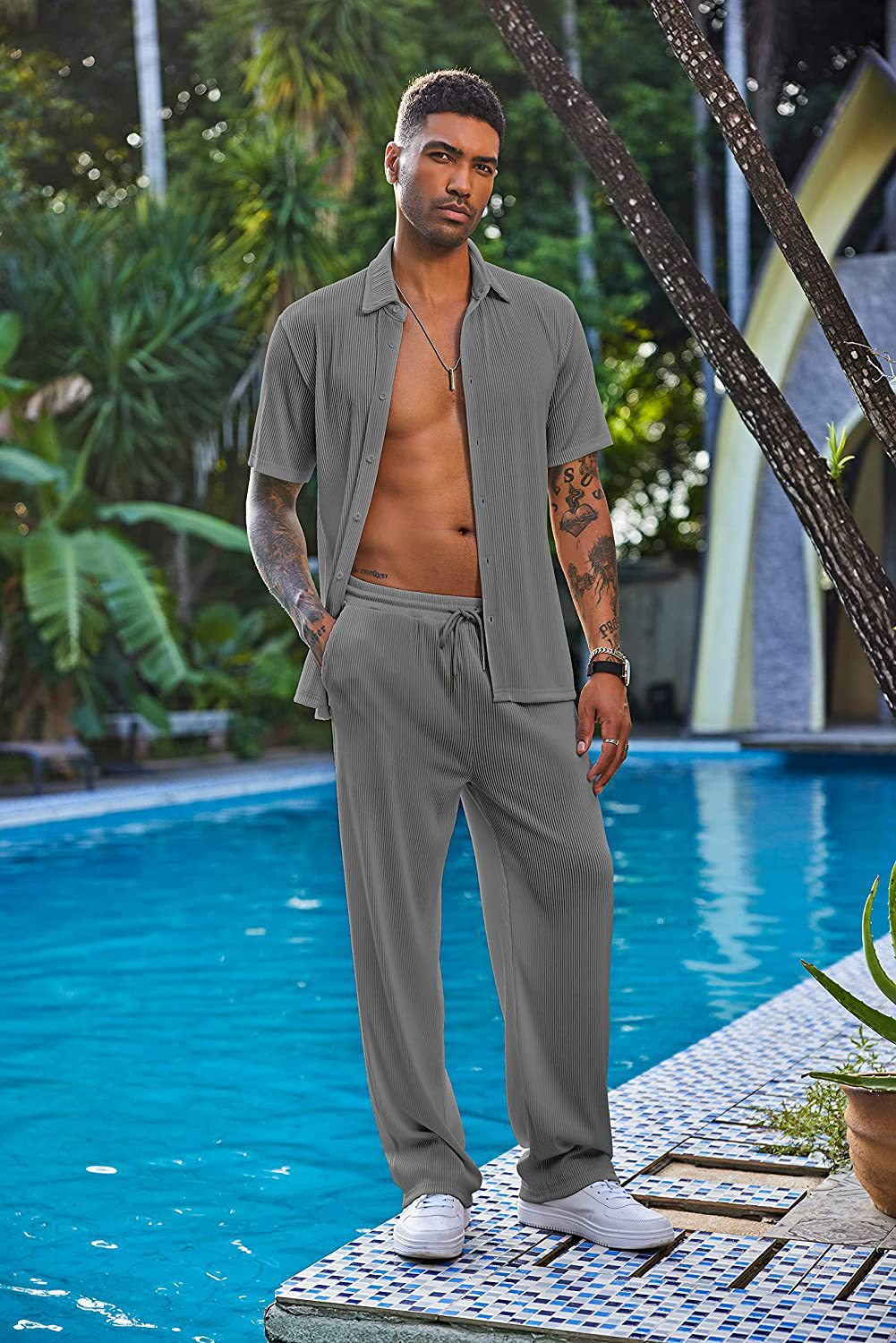 👕 New Men’s Solid Color Set | Relaxed & Stylish Everyday Wear