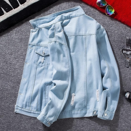 Men’s Printed Denim Jacket – Casual Streetwear Style