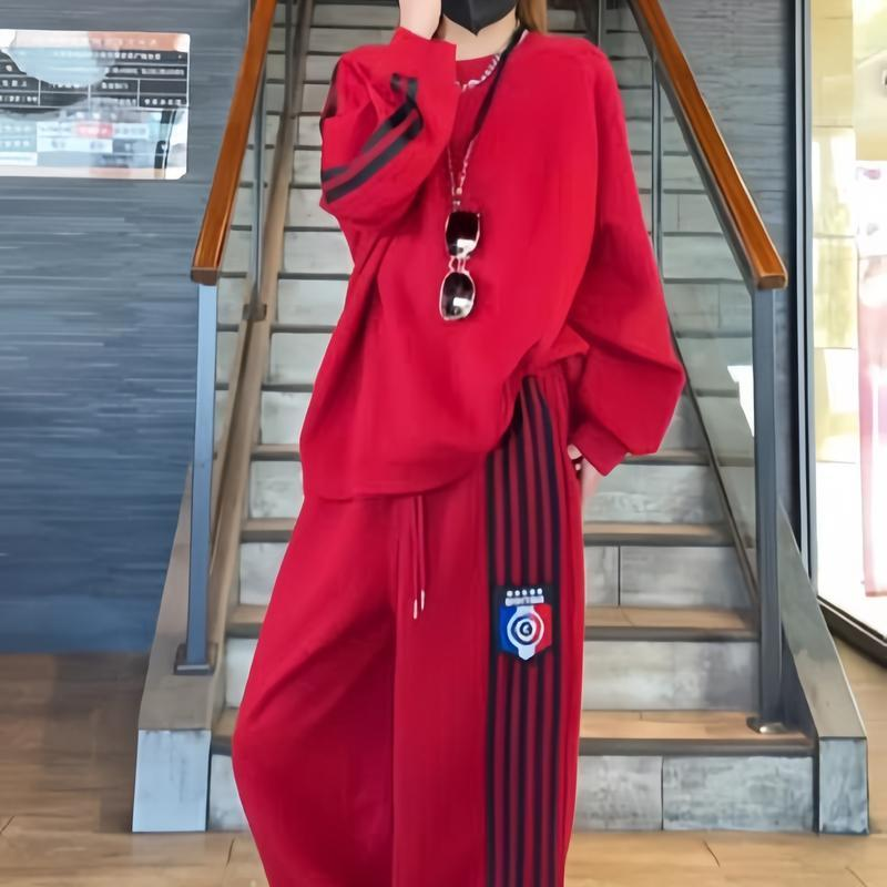 Women’s Casual Sweatshirt & Wide-Leg Pants Set