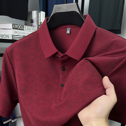 Men’s Casual Stretch Printed Polo Shirt