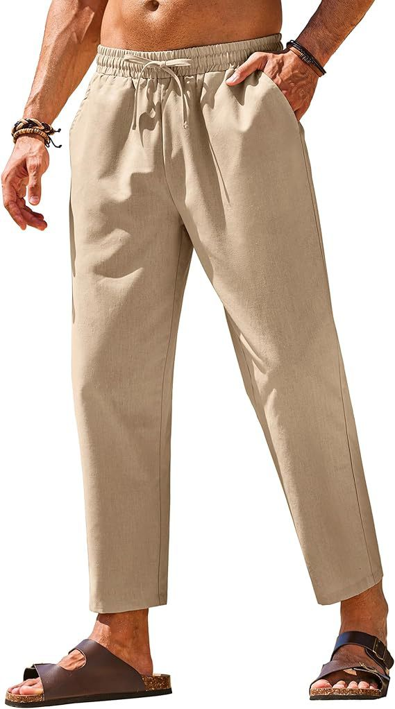 Men’s Lightweight Linen-Feel Drawstring Casual Pants