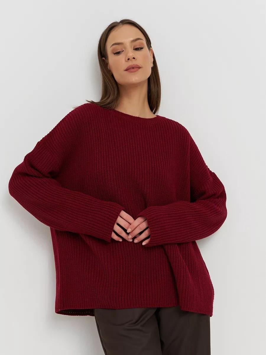 Women’s Solid Color Knit Sweater – Casual Loose Crewneck Pullover for Spring & Autumn