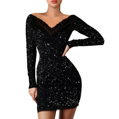 Women’s Off-Shoulder Foil Bodycon Evening Dress