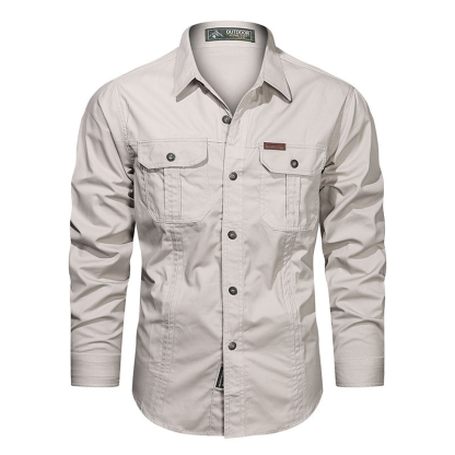 Men’s Casual Cotton Utility Shirt (Short Sleeve / Long Sleeve)