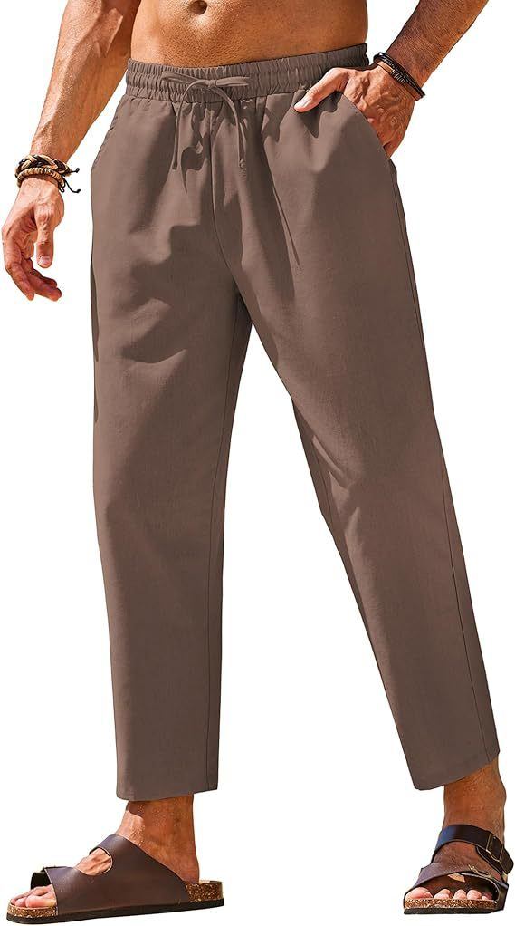 Men’s Lightweight Linen-Feel Drawstring Casual Pants