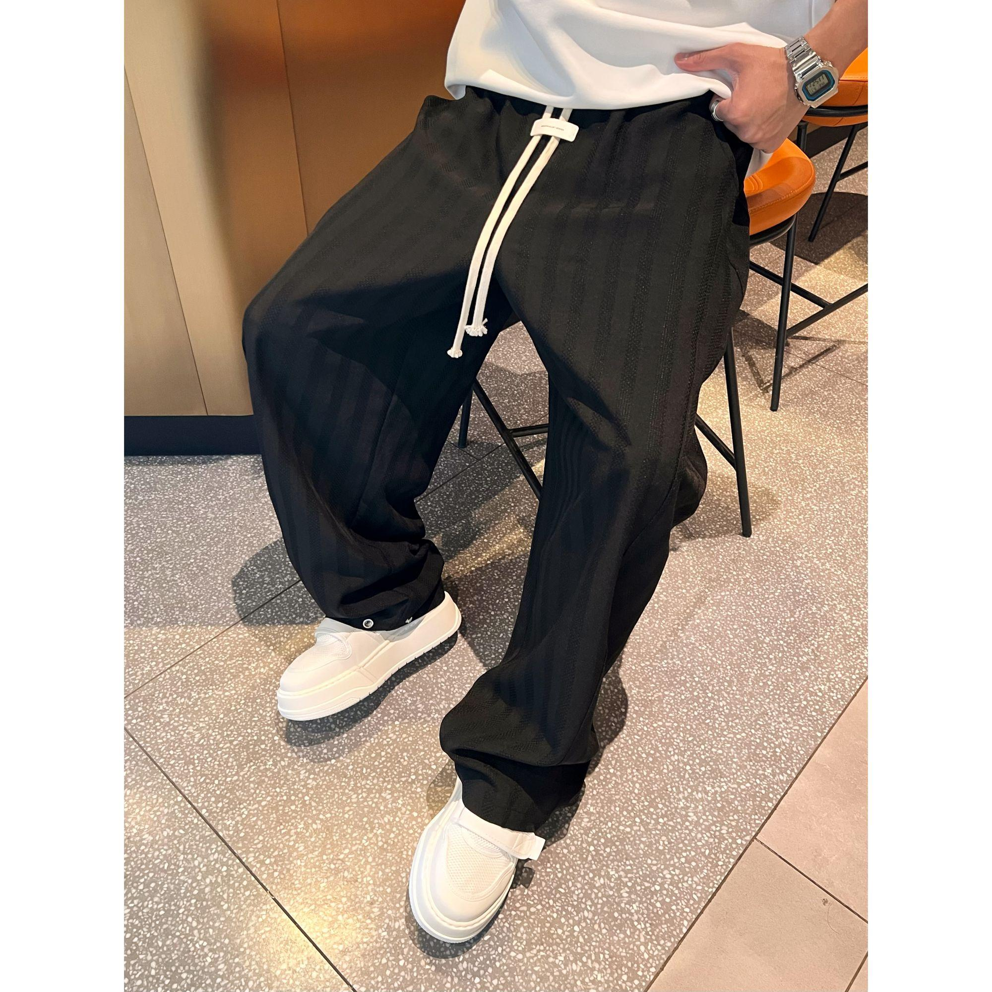 Men’s Striped Wide-Leg Relaxed Casual Pants