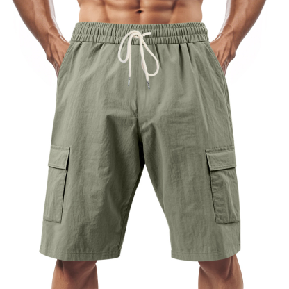 Men's Knee-Length Linen Cargo Shorts