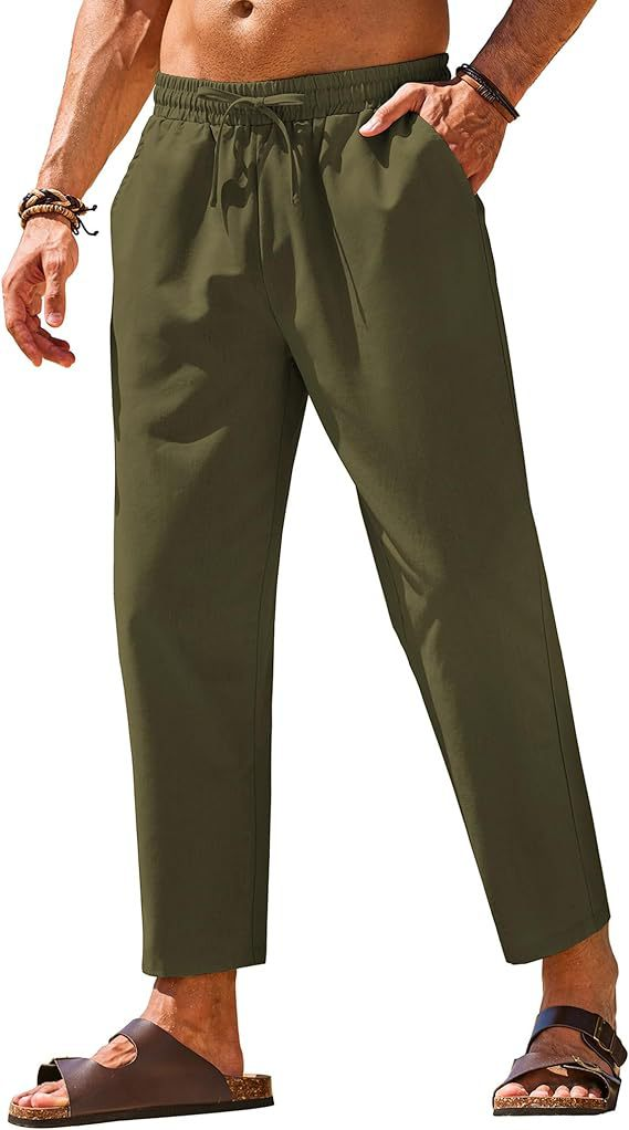 Men’s Lightweight Linen-Feel Drawstring Casual Pants