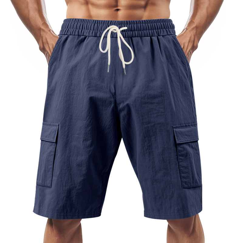 Men's Knee-Length Linen Cargo Shorts