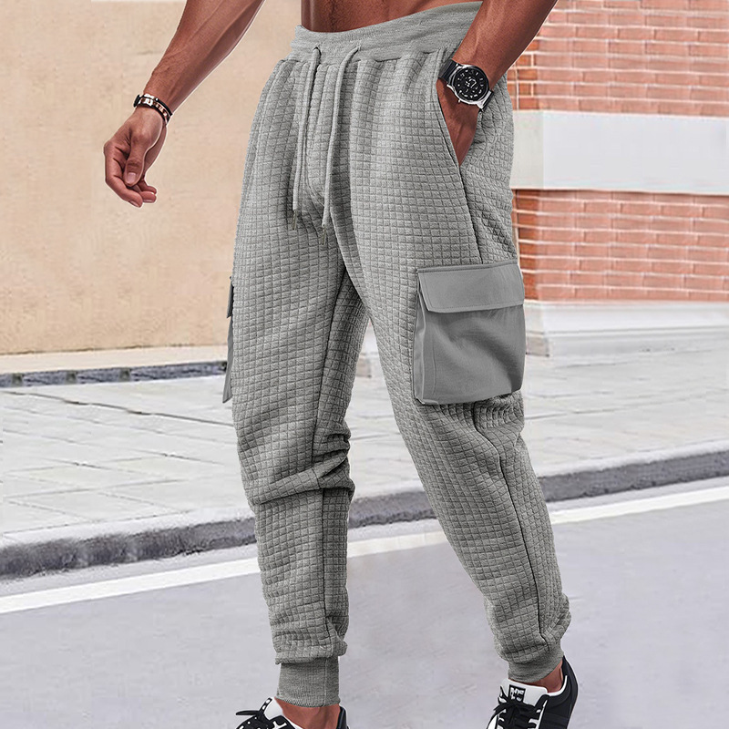 Men’s Grid Cargo Sweatpants – with 4 Pockets
