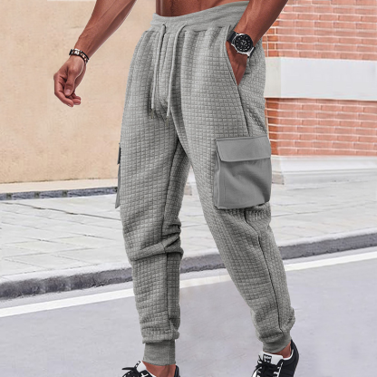 Men’s Grid Cargo Sweatpants – with 4 Pockets