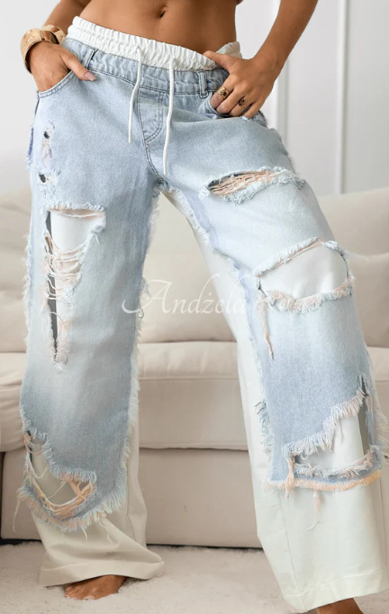 Trendy Street Patchwork Ripped Jeans for Women ✨