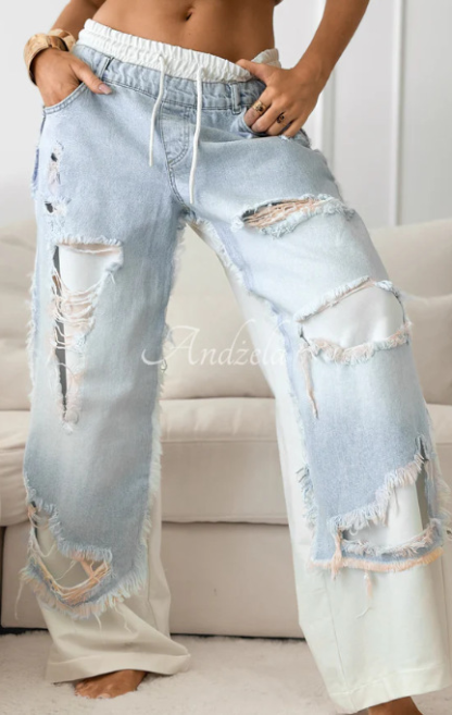 Trendy Street Patchwork Ripped Jeans for Women ✨