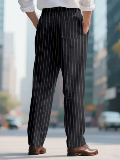 Men's Vintage Striped Loose Straight-Leg Pants