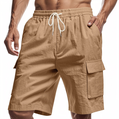 Men's Knee-Length Linen Cargo Shorts