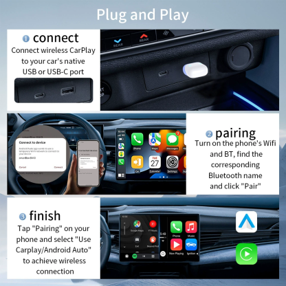 Mini 2 in 1 Wireless For Apple Carplay Android Auto Adapter