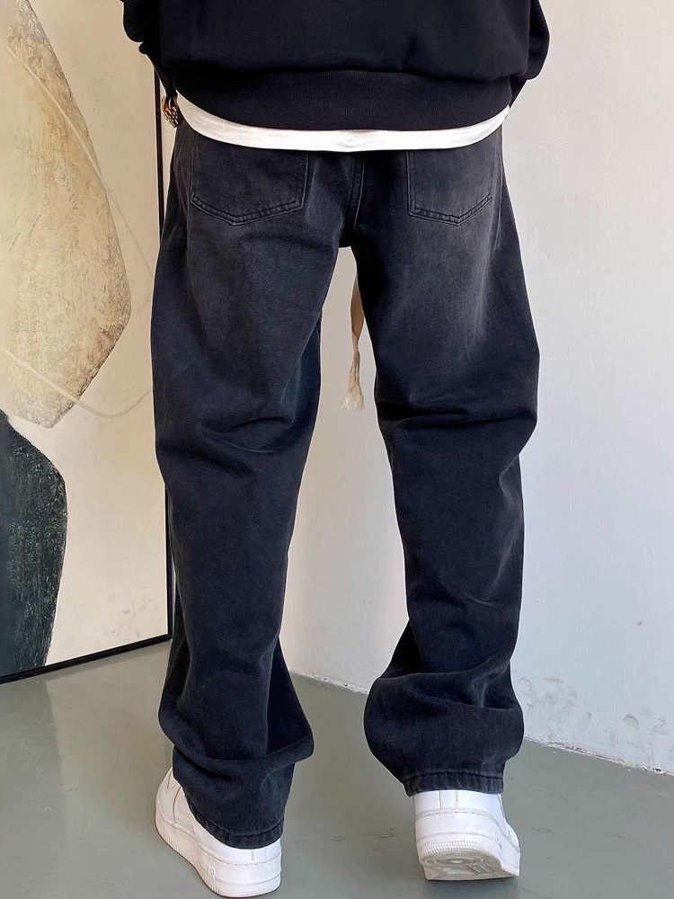 Men's Vintage Elastic Waist Loose Straight-Leg Jeans