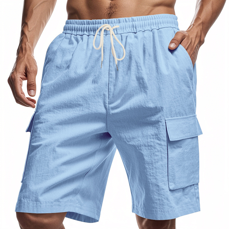 Men's Knee-Length Linen Cargo Shorts