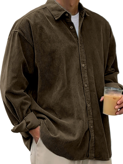 Men’s Corduroy Overshirt – Casual Loose Fit Jacket