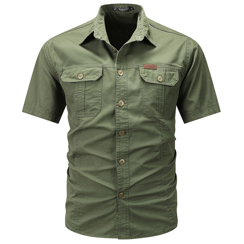 Men’s Casual Cotton Utility Shirt (Short Sleeve / Long Sleeve)