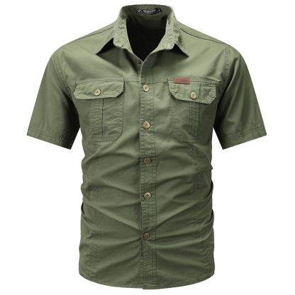 Men’s Casual Cotton Utility Shirt (Short Sleeve / Long Sleeve)
